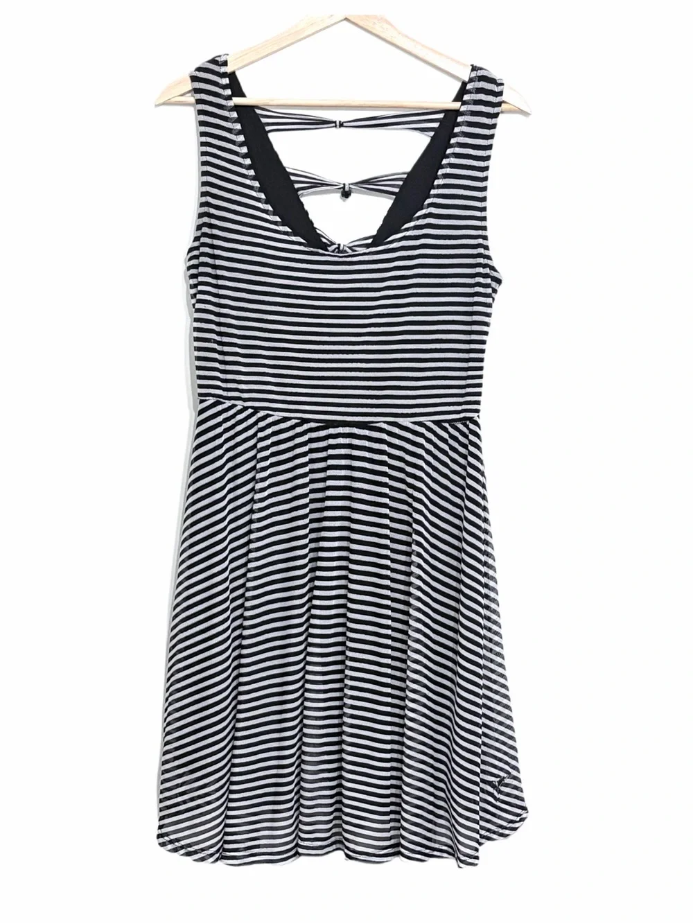 Hot Topic Tank Dress with Back Tie Detail in Black & White Juniors Large *Flawed